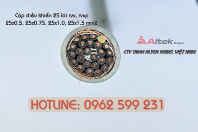 Cáp điều khiển Altek kabel 25 lõi 0.5 đến 1.5 mm2 rvv, rvvp